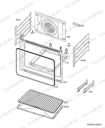 Взрыв-схема плиты (духовки) Electrolux EOB3434FOX - Схема узла Oven